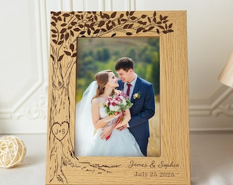 Personalised Wooden Photo Frame,Engraved Text Date Names,Wedding Picture Frame,Couple Housewarming,Anniversary,Couple Valentine's Day Gift