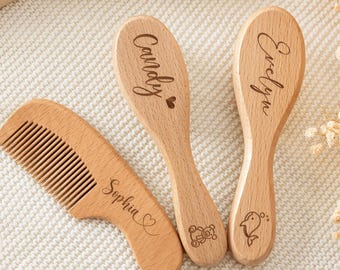 Cadeau op maat voor baby's | Gepersonaliseerde houten babyhaarborstel | Babyborstel op maat | Kraamcadeau voor meisjes | Babyherinneringscadeau | Cadeau voor jongens