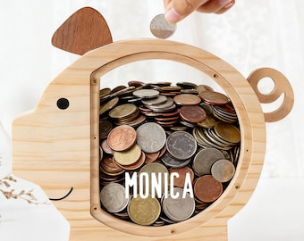 Personalized Piggy Bank, Custom Name Money Bank,Coin Bank for Girls and Boys,Baby Shower Gift,Practical Gifts for Birthday,Christmas