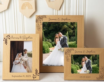 Gepersonaliseerde huwelijkscadeau, plaquette fotolijst verloving, fotolijst bruiloft met datum, cadeau voor stel, cadeau voor pasgetrouwde, cadeau voor echtgenoot