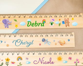 Aangepaste houten liniaal schoolbenodigdheden, gepersonaliseerd cadeau voor schoolinschrijving, linialen voor terug naar school kinderen, cadeau voor studenten, cadeau voor jongens, meisjes
