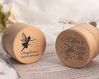 Custom Name Tooth Fairy Box,Personalized Wooden Tooth Fairy Coin Box,Boy Girl Tooth Box Keepsake,Kids Birthday Gifts,Baby Shower Gift