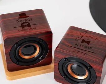 Gepersonaliseerde Bluetooth-luidspreker, aangepaste houten luidspreker, voorstel bruidsjonkers, cadeaus bruidsjonkers, Valentijnsdagcadeaus voor hem, cadeau vrijgezellenfeest