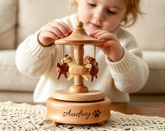 Personalized Wooden Music Box with Name, Kids Birthday Gift, Baby Toy Keepsake Gift, Baby Shower Gift Newborn, Christmas Gift, Nursery Decor