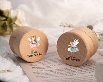 Tooth Fairy Box - Personalised Wooden Tooth Fairy Coin Box - Girl Wooden Tooth Box Keepsake - Christening Gift - Custom Tooth Fairy Coin Box