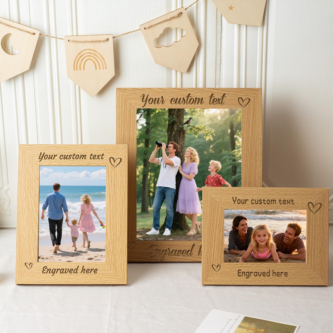 Custom Wood Photo Frame,engraved Picture Frame,bespoke Engraving Frame ...