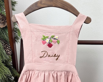 Personalized Kids Apron: Hand-Embroidered Linen-Cotton Blend  T9