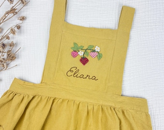 Personalized Kids Apron: Hand-Embroidered Linen-Cotton Blend  T9