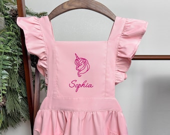 Waterproof Kids Apron with Name – Personalized Toddler Apron for Cooking, Baking, Painting, Crafts – Embroidered Gift for Ages 2–9