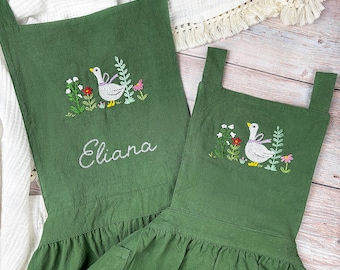 Custom Embroidered Aprons – Matching Parent-Child Cotton-Linen Aprons, Mother’s Day and Birthday Gifts  T6