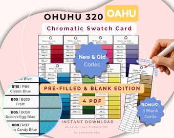 Pre-filled OAHU Ohuhu 320 Marker Swatch Chart: Printable OAHU Old & New Codes (PDF Download)