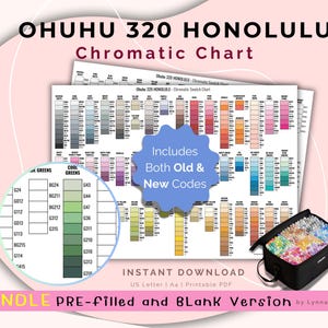 Tabla de muestras de marcadores Ohuhu 320 – Incluye códigos nuevos y antiguos / PDF digital imprimible