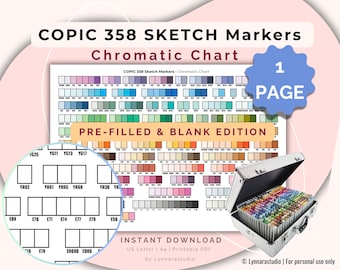 Copic Marker 358 Chromatic Chart | Printable Swatch Sheet (PDF)