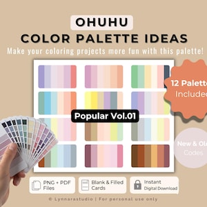 Ohuhu Color Palette Popular Vol.01 | Compatible with Ohuhu Markers 320 216 120 | Cocowyo Coloring Book | Procreate PNG PDF