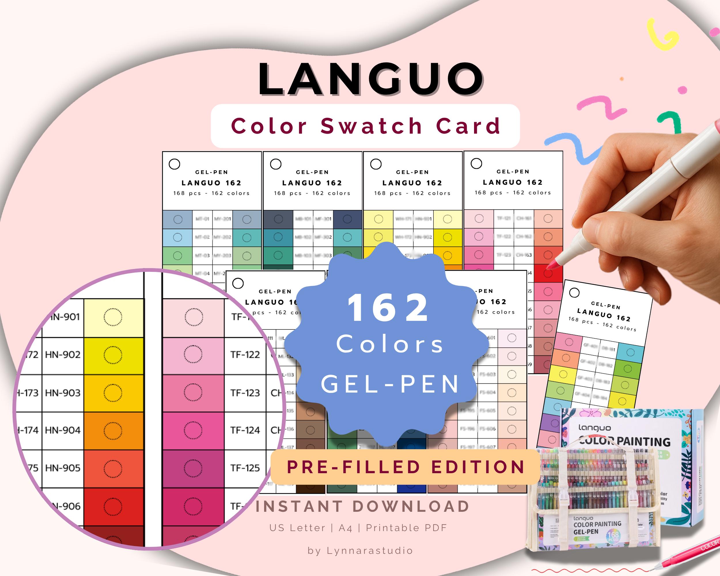Languo Gel Pen 162 Color Swatch Chart (PDF & PNG) - Etsy