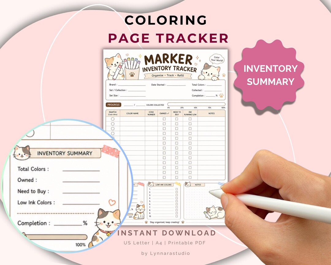 Marker Inventory Tracker Printable, Alcohol Marker Organizer, Color ...