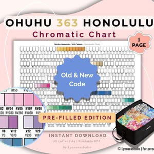 Ohuhu Honolulu B 363 Marker Stalenkaart | Oude en nieuwe codes 2025 | Vulbare en voorgevulde vellen | Volledige kleurreferentie voor artiesten