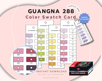 GuangNa 288 アクリルマーカー見本テンプレート | 色分けチャート