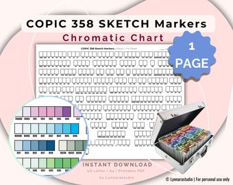 Tabla cromática del marcador Copic 358 / Hoja de muestras imprimible (PDF)