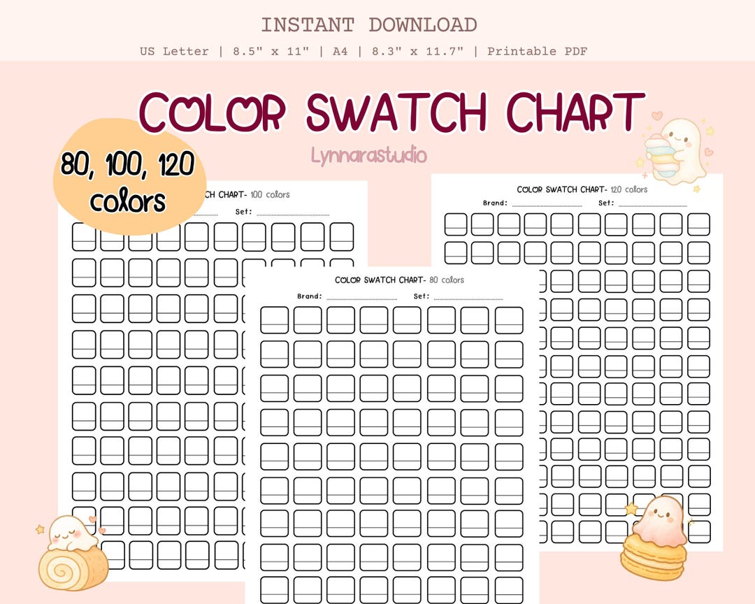 Color Test Sheet.pdf Alcohol Marker Color Swatch Chart: Printable Color Test Sheet (PDF ...
