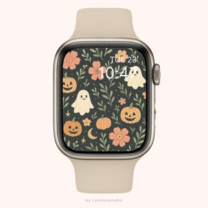 Halloween Apple Watch Face | Ghost Pumpkin Floral Wallpaper (Digital Download) image 2