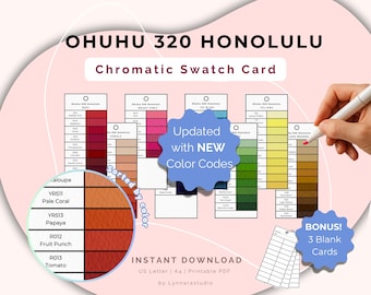 Ohuhu 320 Honolulu Marker Swatch Chart: Printable Color Chart (PDF Download)