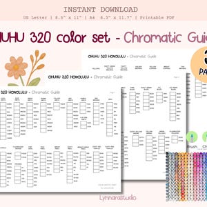 Printable Ohuhu 320 Honolulu Marker Chromatic Swatch Charts, 3 Page, 320 Honolulu Series, Acrylic Marker Test Sheets, Instant Download PDF