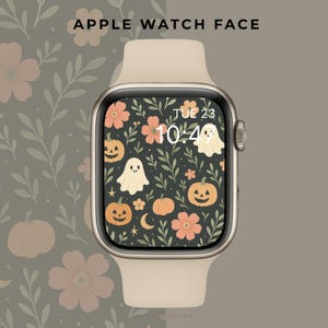 Halloween Apple Watch Face | Ghost Pumpkin Floral Wallpaper (Digital Download) image 1