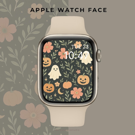 Halloween Apple Watch Face | Ghost Pumpkin Floral Wallpaper (Digital Download)