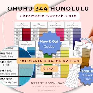 Pre-Filled Ohuhu 344 Honolulu Swatch Card PDF – New & Old Color Codes, Sorted by Color | Instant Download for Artists