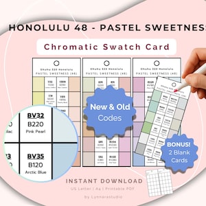 Ohuhu 48 Sweetness Pastel Marker Swatch Card | New & Old Codes | Printable Digital Download