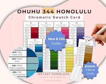 Ohuhu 344 Marker Swatch Chart: Printable Honolulu Old & New Codes (PDF Download)
