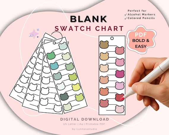 Printable Blank Swatch Chart – DIY Color Chart for Markers (Digital PDF A4/Letter Size)