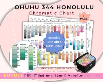 Ohuhu 344-markeringskaart: chromatische referentie, oude en nieuwe code (digitale download)