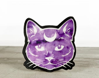 Mystical Cat, Witchy Stickers, Watercolor Stickers, Vinyl Sticker, Thinking of You, Halloween Gift, Best Friend Gift,