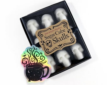 Sugar Cube Skull and Gothic Sticker, Halloween Thinking of You College Student Gift,