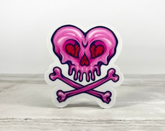 Creepy Cute, Pastel Goth, Skull and Crossbones, Vinyl Stickers, Galentines Day Gift, Best Friend Gifts,