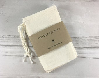 Eco Friendly Unbleached Cotton Reusable Tea Bags, Sustainable Gifts for Tea Lovers,