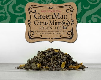 Green Man, Citrus Mint, Green Tea, Loose Leaf Tea, Witchy, Thinking of You Gift, Best Friend Gift,