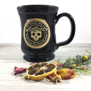 Stoneware Skull Coffee Mug, Handmade Ceramic Long Distance Boyfriend Gift,