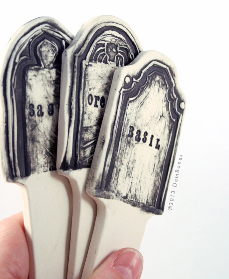 Gothic Garden Herb Markers Halloween Tombstone Halloween image 5