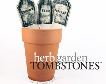 Gothic Garden, Ceramic, Halloween Tombstone, Herb Markers, Halloween Gifts, Girlfriend Gift,