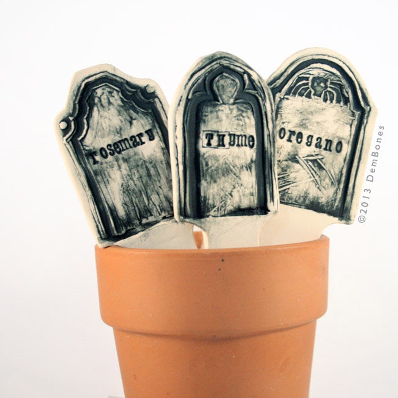 Gothic Garden Herb Markers Halloween Tombstone Halloween image 10