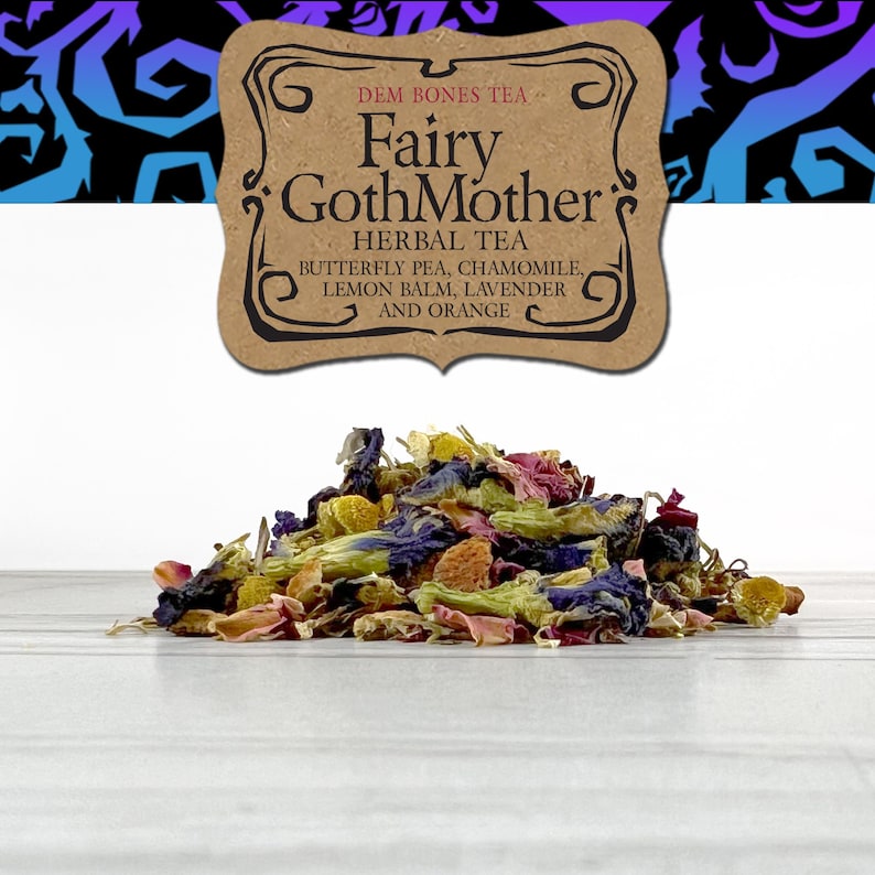 Butterfly Pea Flower, Loose Leaf Tea, Fairy Goth Mother, Herbal Tea, Best Friend Birthday Gift, image 1