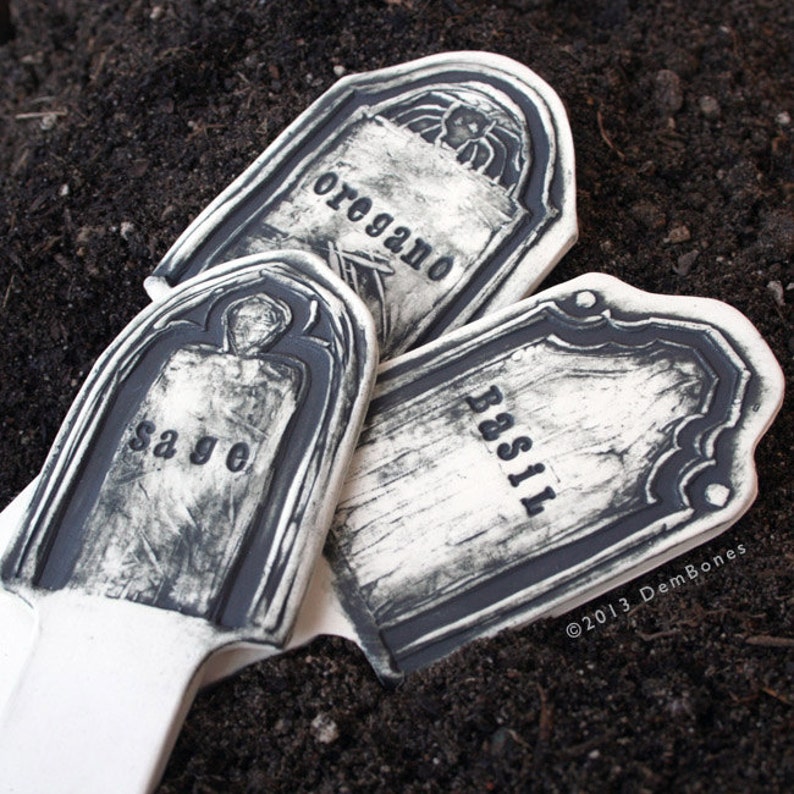 Gothic Garden Herb Markers Halloween Tombstone Halloween image 7