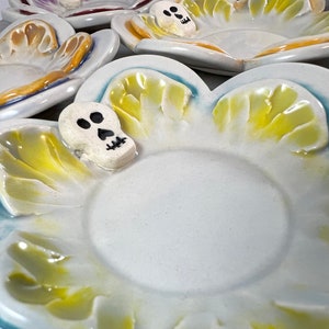 Sugar Skull Ceramic Spoon Rest, Day of the Dead Long Distance Friendship Gift,