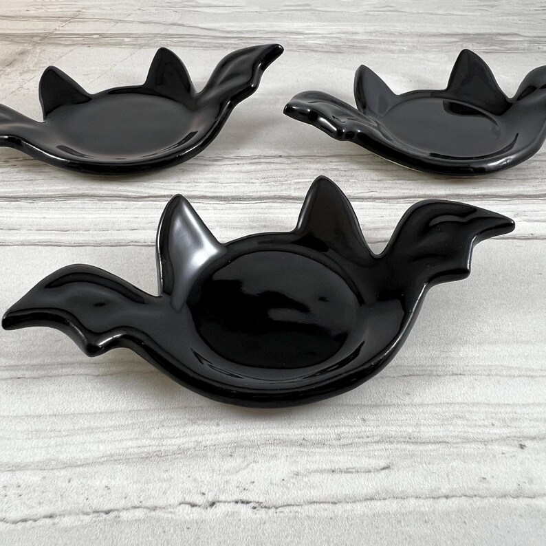 Handmade Ceramic Black Bat Tea Bag Holder, Goth Kitchen Decor ...