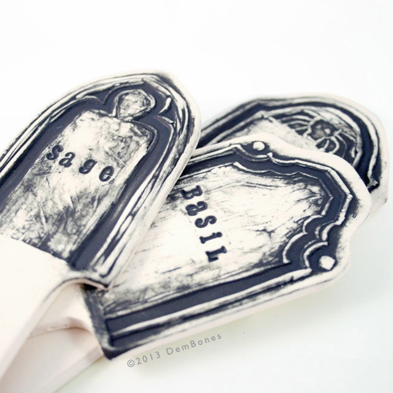 Gothic Garden Herb Markers Halloween Tombstone Halloween image 3