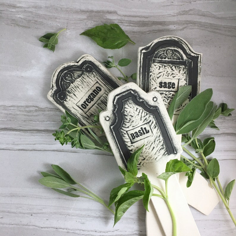 Gothic Garden Herb Markers Halloween Tombstone Halloween image 2