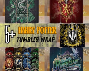 Wizard House Tumbler Wrap PNG Pack of 5+ | 20oz Tumbler Wrap PNG | Sublimation Fantasy Crests | Digital Download